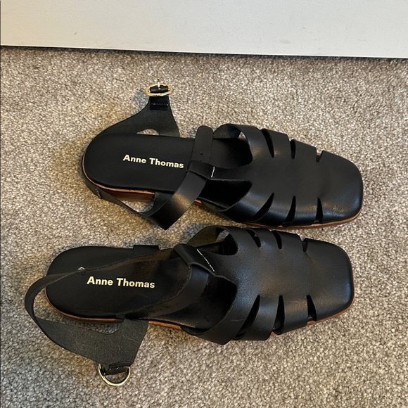 EUC Anne Thomas Leather Hackney Fisherman Sandals in Florida Black size EU37/7 - Picture 5 of 12
